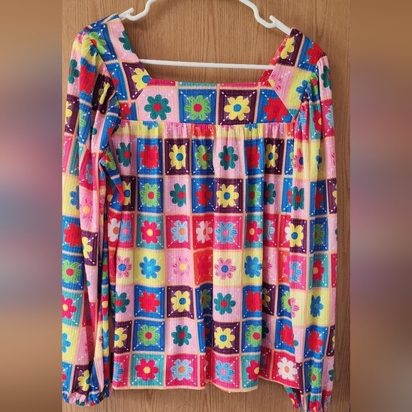 Tops - Colorful Floral Patchwork Blouse